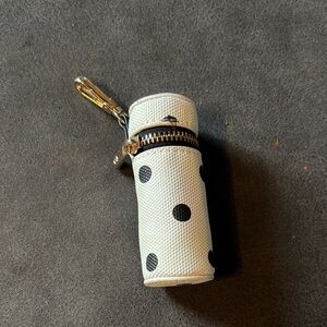 Kate Spade Polka Dot White Lipstick Keychain Pouch